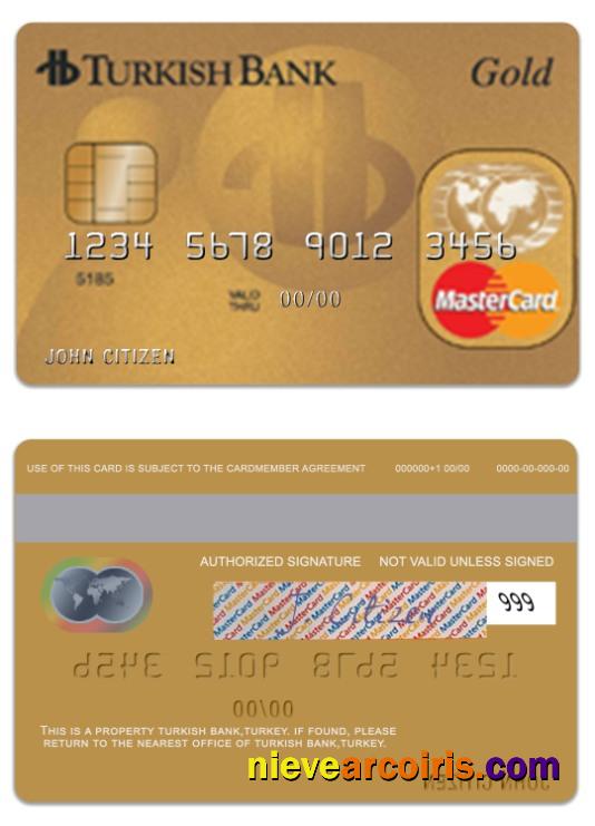 Turkey TurkishBank gold mastercard